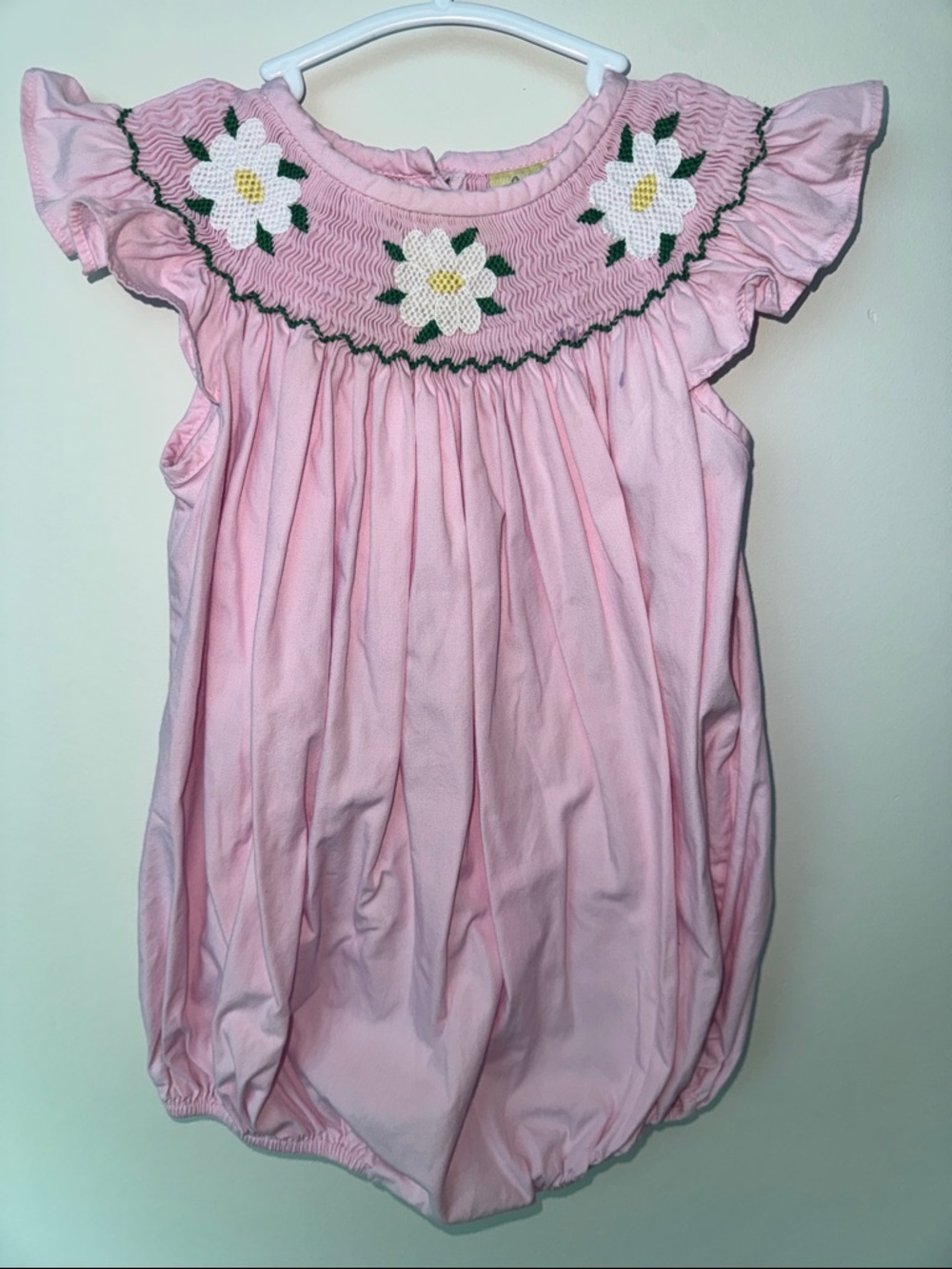 Liney Lu Pink Hand Smocked Magnolia Bubble 24m